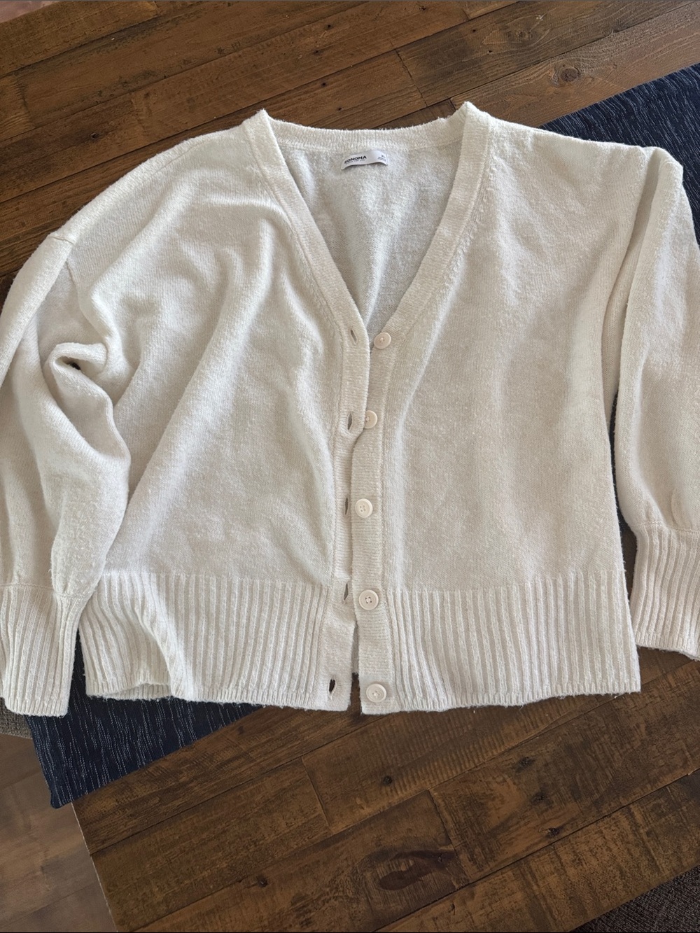 Sonoma Cream Button-Front V-Neck Cardigan